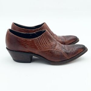Nocona Brown Leather western style ankle cowboy boots size 5.5 Womans